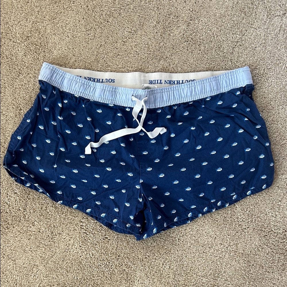 Southern Tide Women's Navy Patterned PJ Shorts